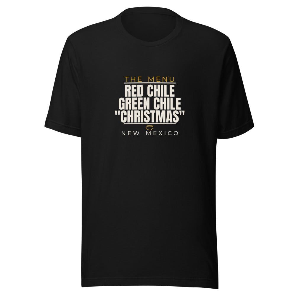 New Mexico tee that says Red Chile, Green Chile, "Christmas"