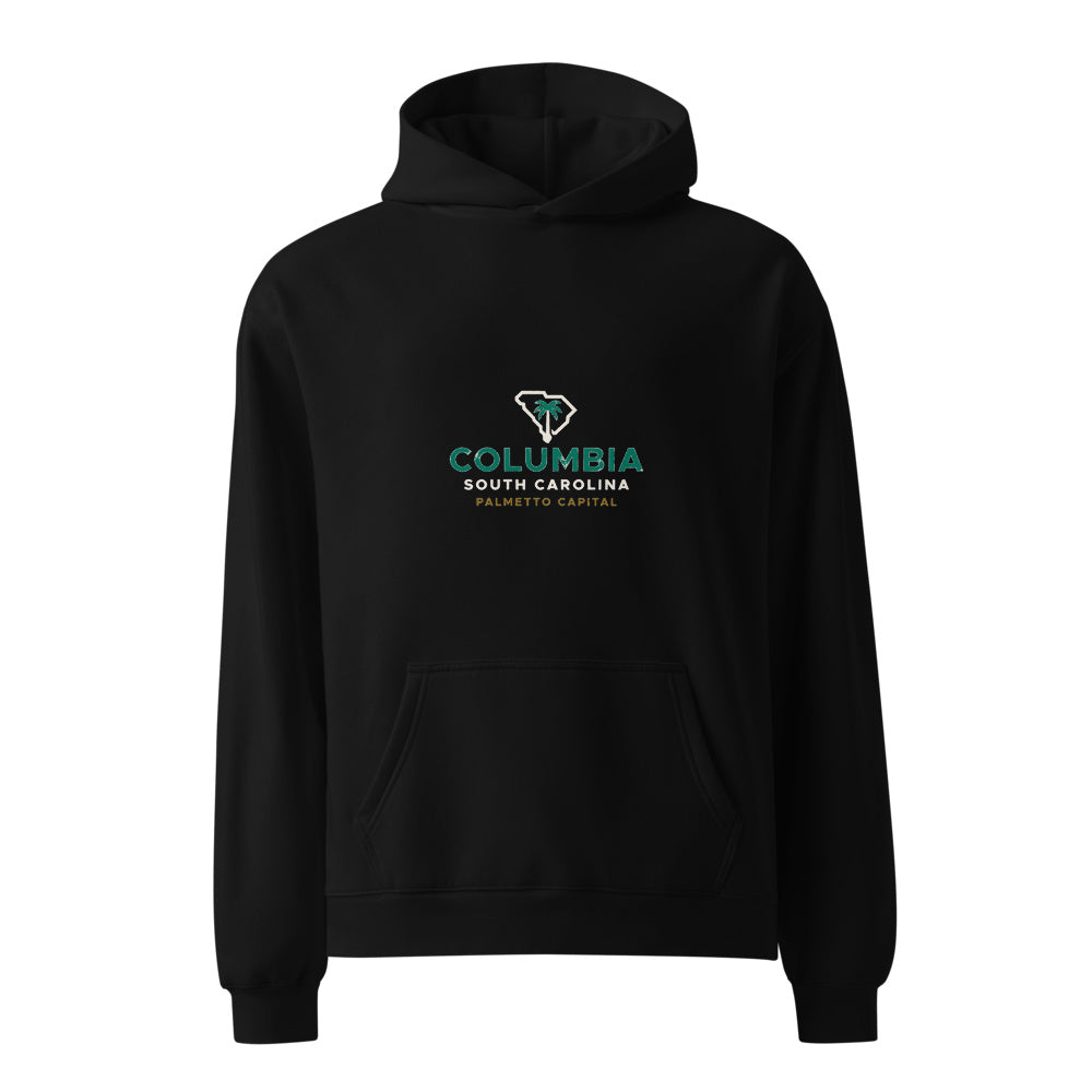 Columbia Palmetto Capital black hoodie front in white studio | Kreativ