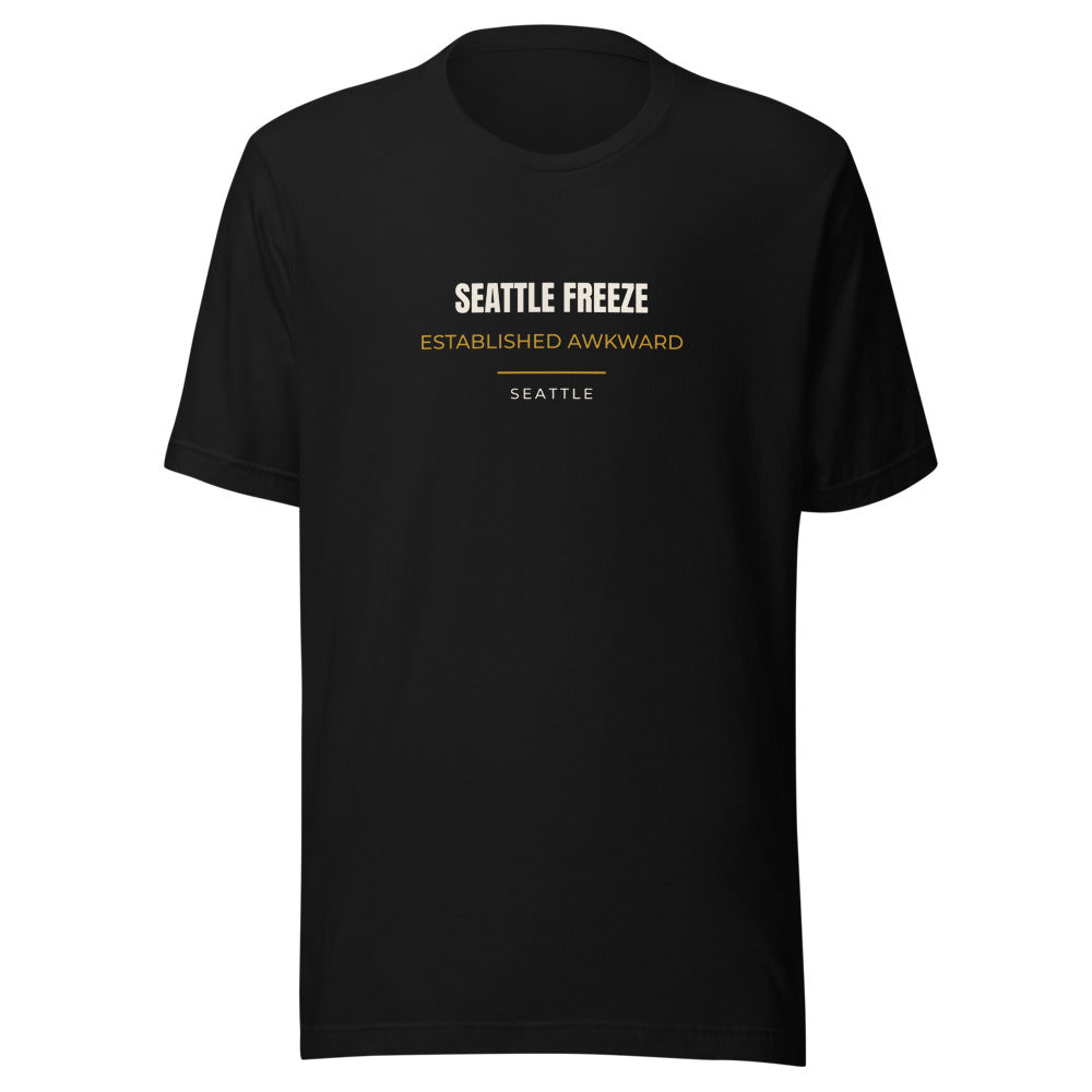 Black tee front with Seattle slogan print