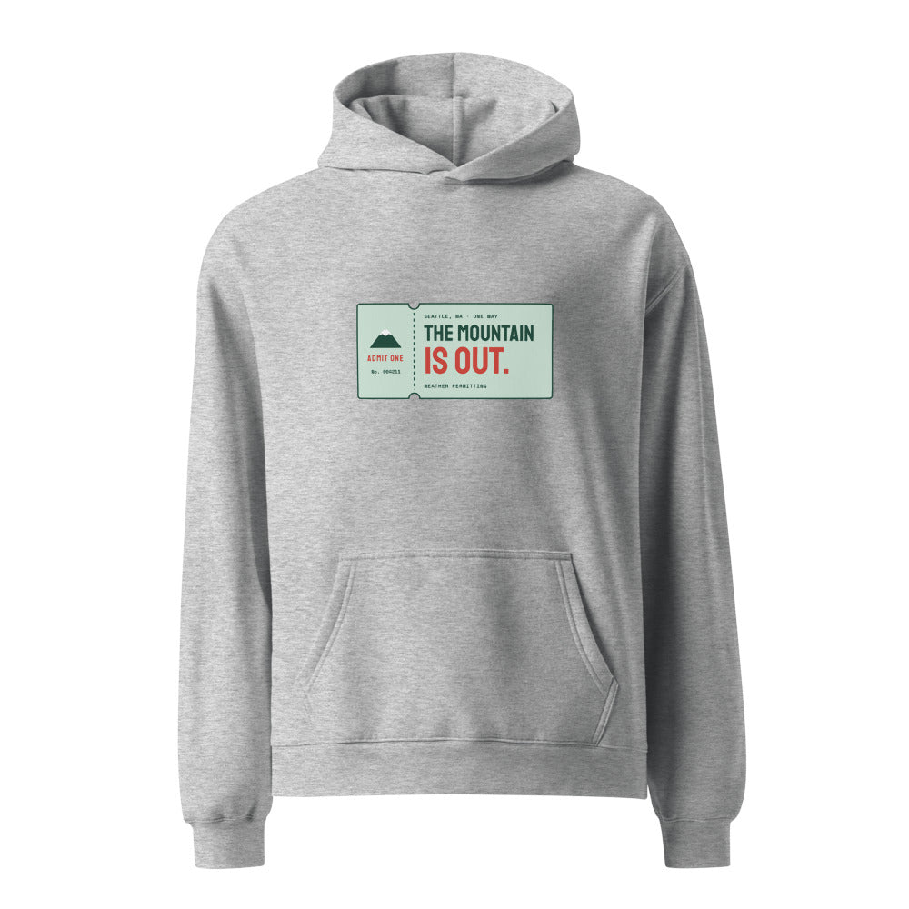 Seattle hoodie that says The Mountain Is Out.